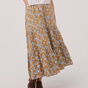 Pact Women's Shoreline Floral The Sunset Tiered Skirt - Size L